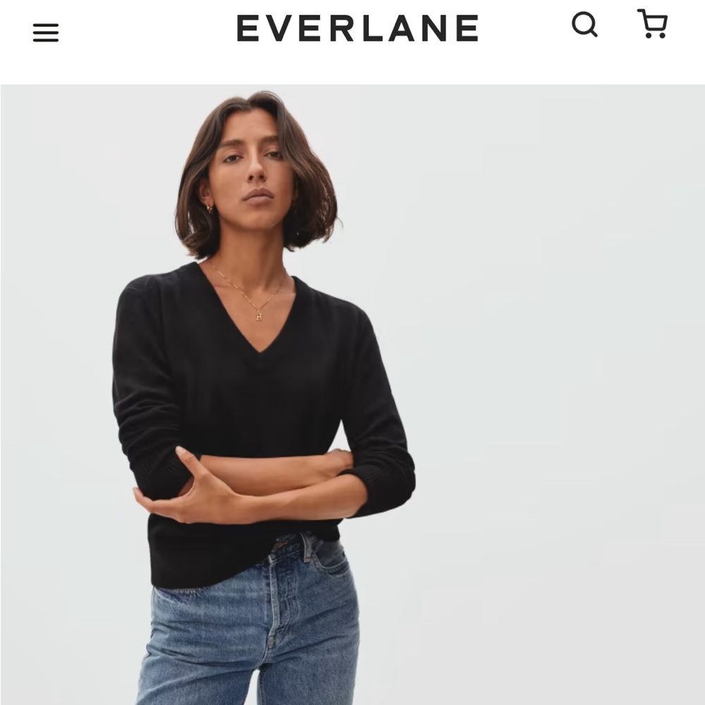 Everlane Cashmere V Neck Size Small Black